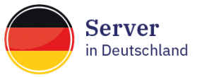 kreisförmige Deutschland-Flagge als Symbol für den Server in Deutschland