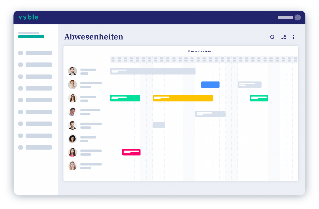 vyble® Mockup: Abwesenheiten