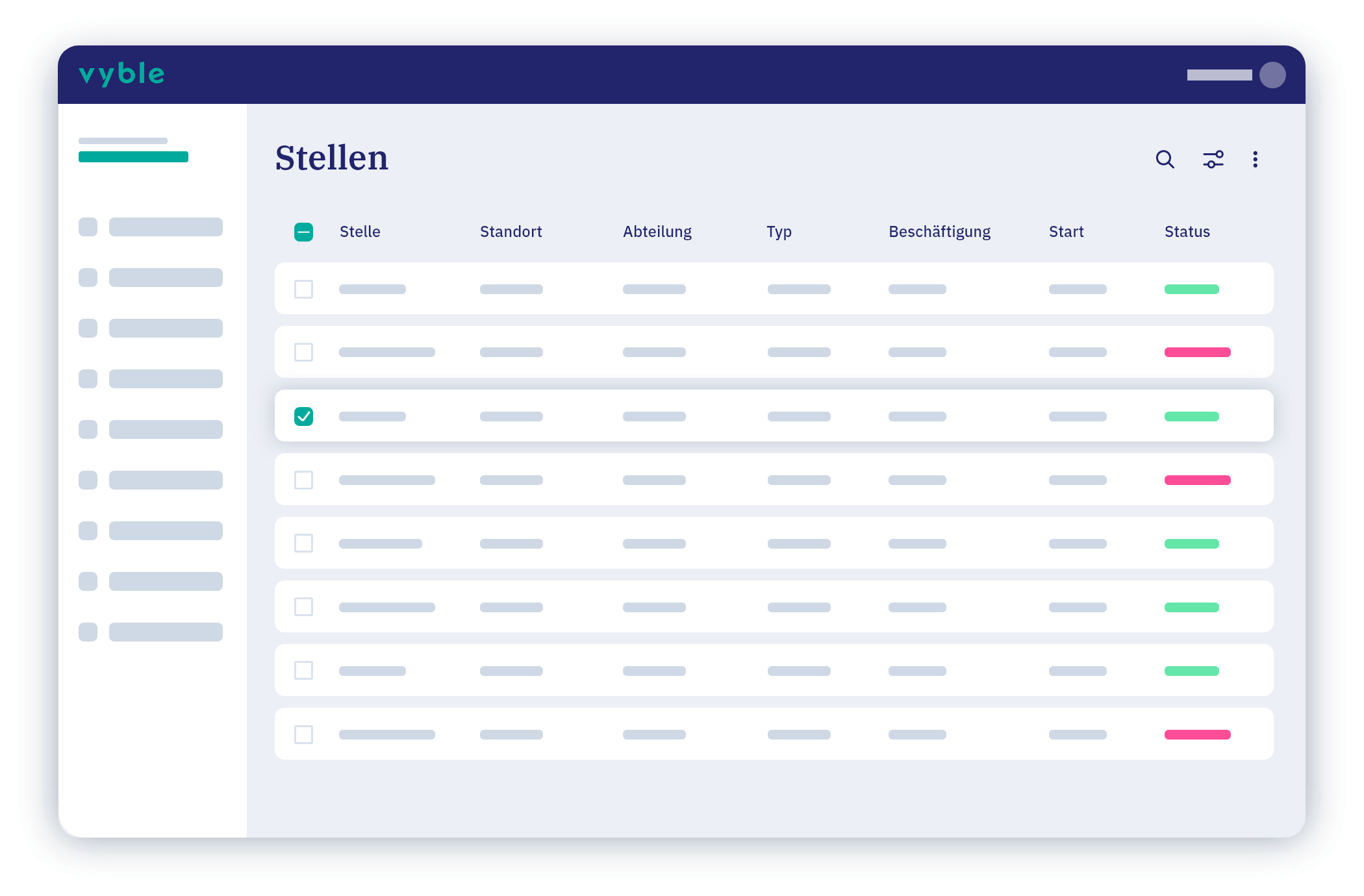 vyble® Mockup: Stellenausschreibungen